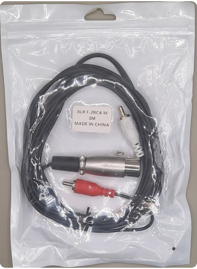 كابل من 3 دبابيس XLR أنثى إلى 2xRCA ذكر (3 أمتار) - Image 2