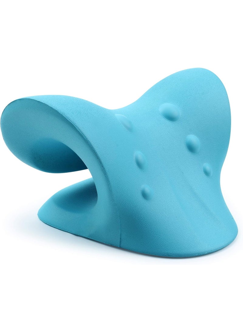 Neck and Shoulder Relaxer, Cervical Traction Device for TMJ Pain Relief and Cervical Spine Alignment, Chiropractic Pillow Neck Stretcher (Blue) - Image 5