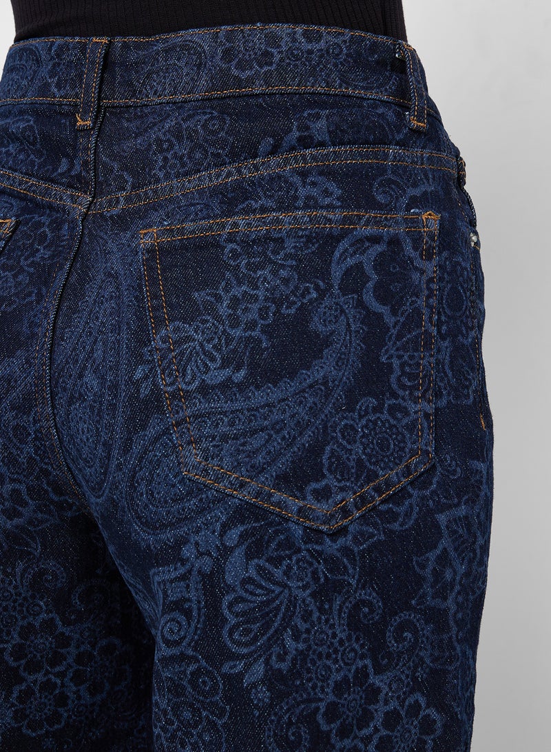 VERO MODA Wide Leg Floral Crochet Embossed 30" Jeans - Image 4