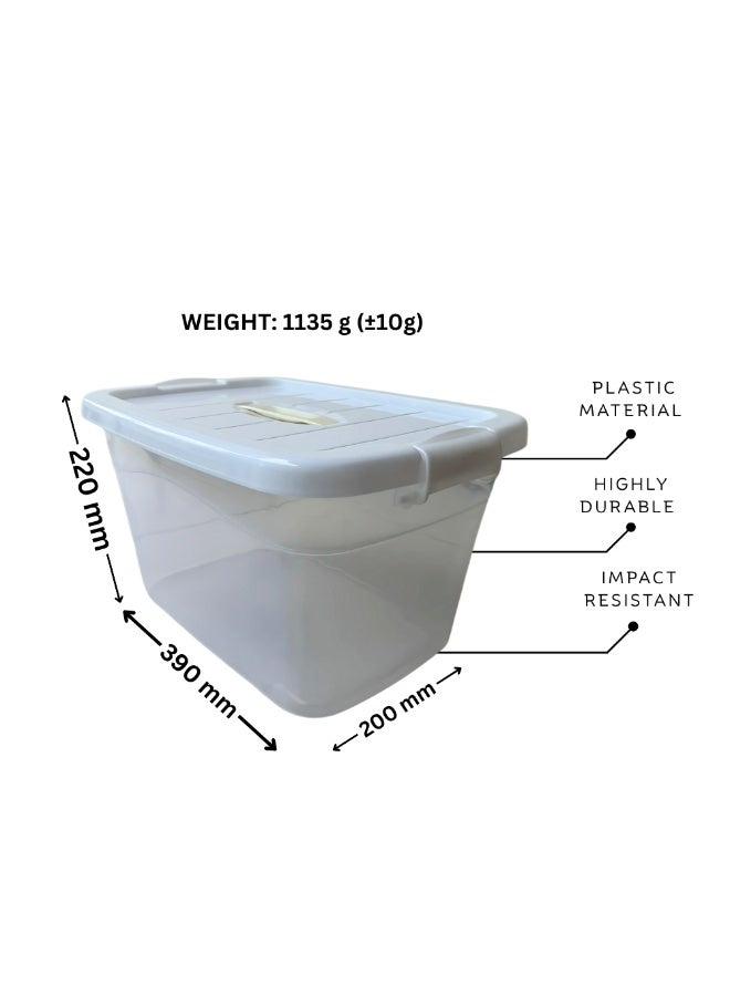 SNH Spacer Storage Box | Transparent Rectangular Storage Container with Lockable Lid & Handle | Multipurpose Airtight Organizer Box | Space-Saving Plastic Roller Bin for Home, Kitchen, Office & More - Image 1