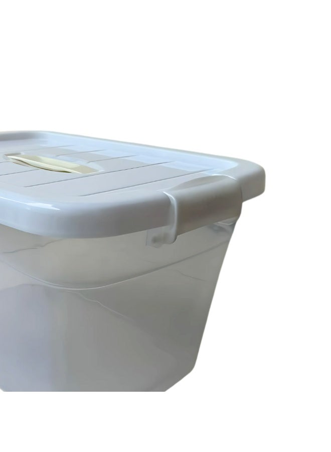 SNH Spacer Storage Box | Transparent Rectangular Storage Container with Lockable Lid & Handle | Multipurpose Airtight Organizer Box | Space-Saving Plastic Roller Bin for Home, Kitchen, Office & More - Image 4