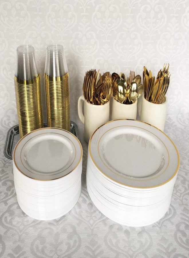 JL Prime 75 Piece Gold Plastic Silverware Set - Reusable & Recyclable - Gold Plastic Utensils for Weddings, Anniversaries, Showers, Parties - 25 Forks, 25 Spoons, 25 Knives - Elegant Cutlery by JL Prime - Image 5