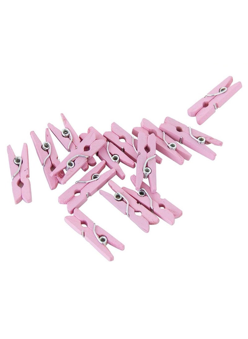 Mini Wooden Clothespins Light Pink 2.5cm 24-Pack