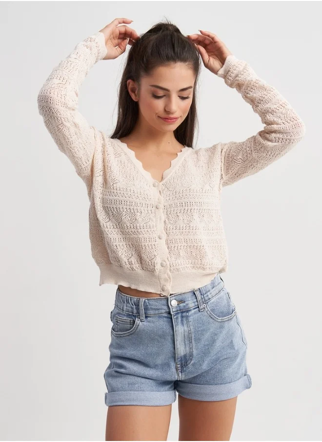 هايليز Beige Knit Cardigan