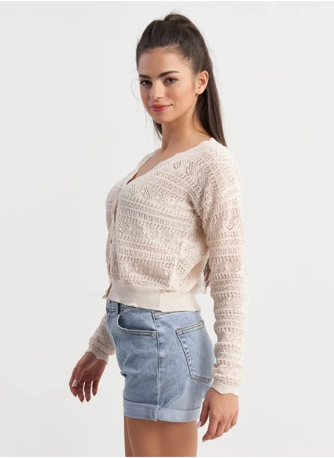 هايليز Beige Knit Cardigan