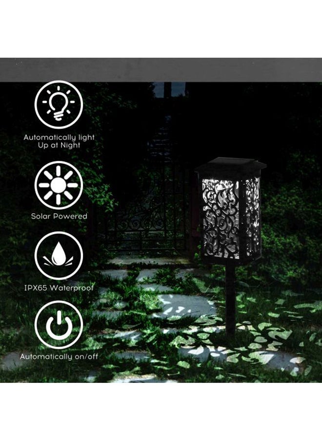 NIBEMINENT 4-Piece Solar Hollow-Out Lantern Lamp Set Black 32x12x13cm - Image 3
