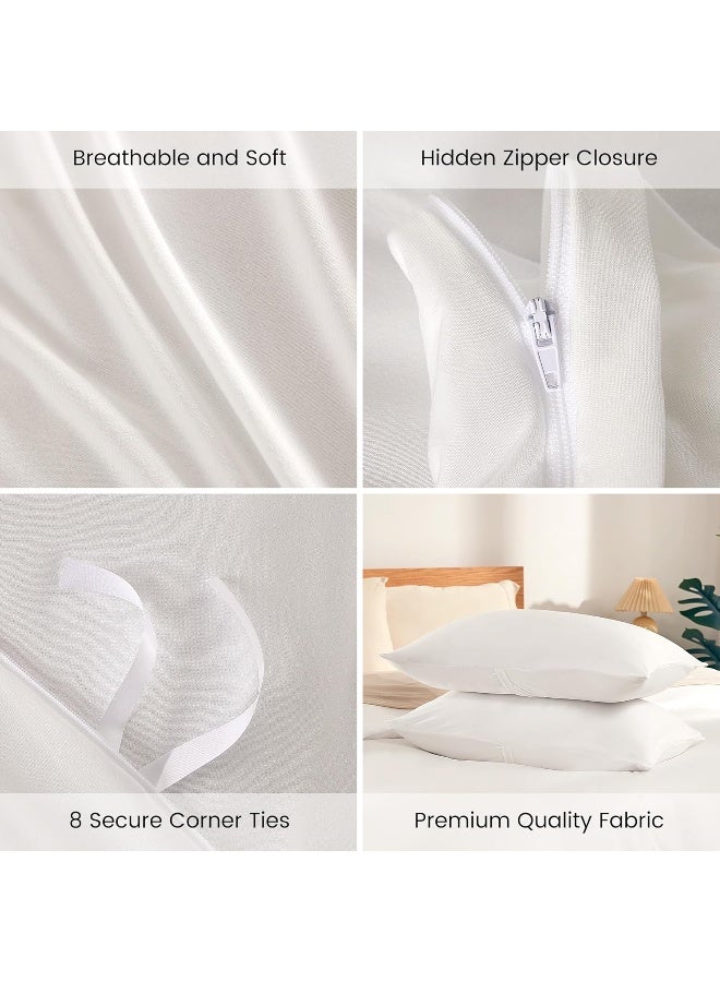 Sonive Jersey Knit Duvet Cover Set - 3 Pieces Ultra Soft, Breathable and Wrinkle-Free Comforter Cover with Zipper Closure and 8 Corner Ties, 1 Duvet Cover with 2 Pillow Shams(White, King)  - Image 5