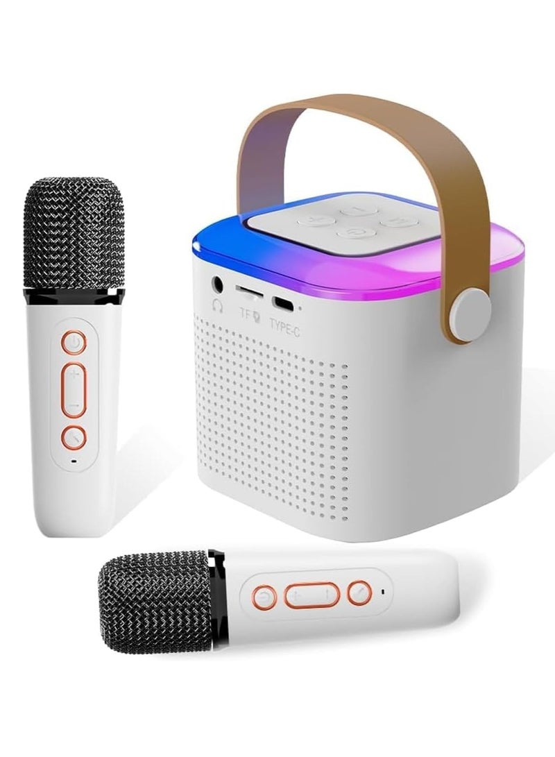 JAJEEK Portable Karaoke Machine with 2 Wireless Microphones, Mini Karaoke Machine with LED Lights, Bluetooth Speaker, TF Card & AUX Input, Perfect for Kids & Adults, Ideal for Birthday Parties, Home Entertainment  - Image 1