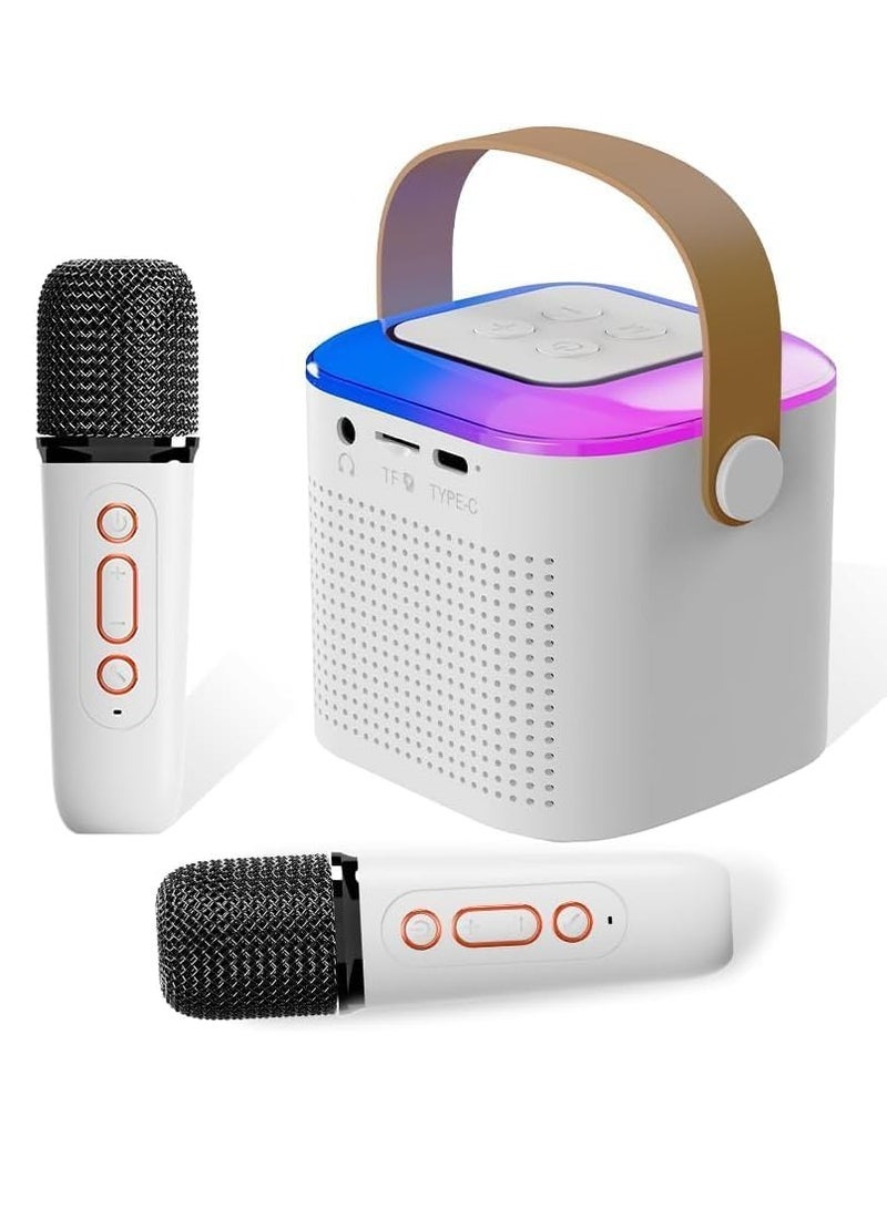 JAJEEK Portable Karaoke Machine with 2 Wireless Microphones, Mini Karaoke Machine with LED Lights, Bluetooth Speaker, TF Card & AUX Input, Perfect for Kids & Adults, Ideal for Birthday Parties, Home Entertainment  - Image 2