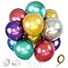 ZBYDNG Colorful Party Balloons 12inch 100Pcs Thickened Assorted Color Metallic Latex Balloons for Wedding Birthday Baby Shower Multi - Image 3