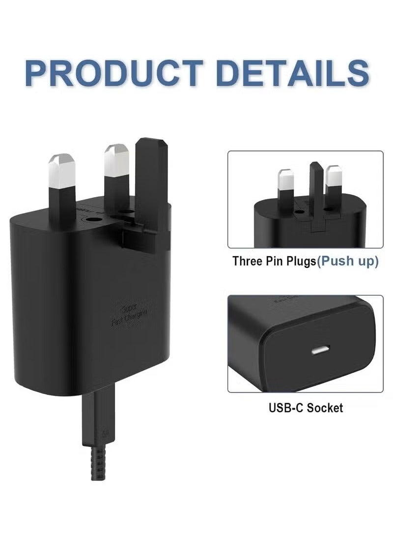 vesus 25W USB C Super Fast Charging Charger - Compatible with S24 S23 S22 S21 S20 Ultra, S24+ S23+ S22+ S21+, A53, A15, A 55, A54 - Type C Power Adapter - Image 2