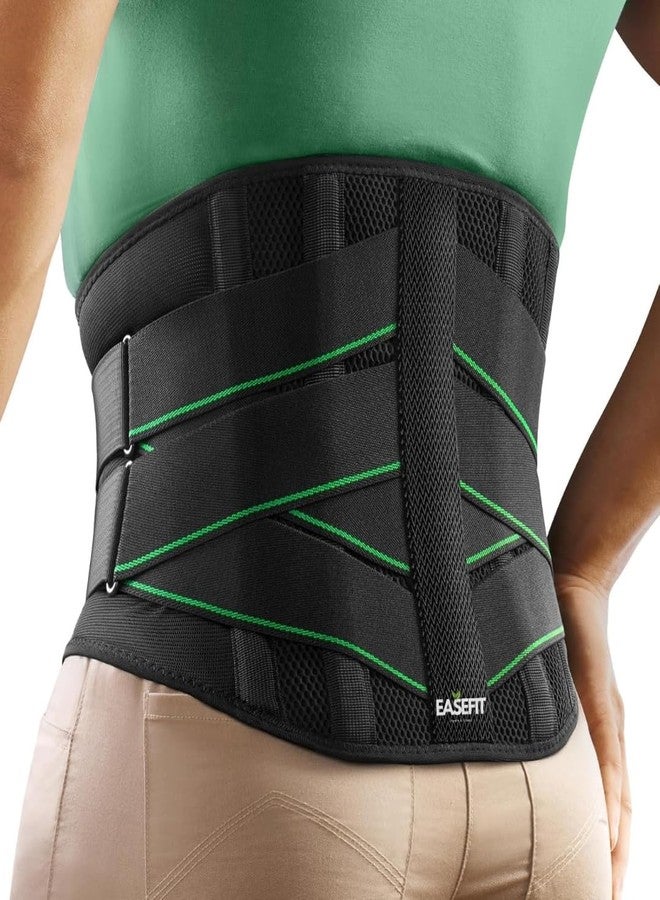 EASEFIT حزام EASEFIT القطني العجزي لتخفيف آلام الظهر، وتصحيح وضعية الجسم، ودعم العمود الفقري. تصميم مناسب للجنسين مع 5 دعامات مرنة لدعم أسفل الظهر. أفضل حزام دعم قطني لمقاسات الخصر XXL و XXXL - Image 1
