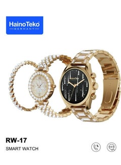Haino Teko Haino Teko RW17 Smart Watch For Women With Bracelet Of Golden Embroidered And An Additional Bracelet And Watch  - Image 1