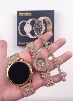 Haino Teko Haino Teko RW17 Smart Watch For Women With Bracelet Of Golden Embroidered And An Additional Bracelet And Watch  - Image 2