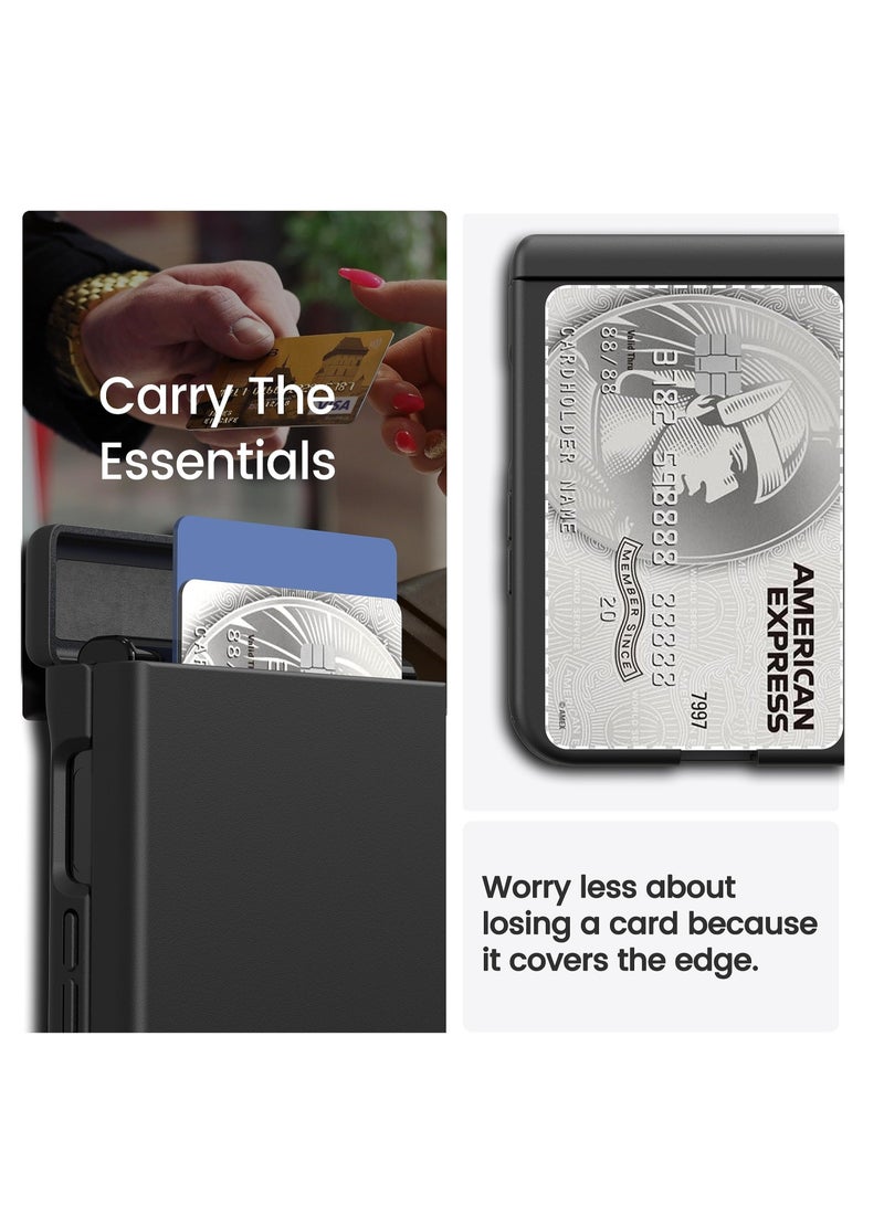 Captaintech Compatible with Galaxy Z Flip 5 Case, with Hinge Protection Card Holder & Screen Protector, Hard PC TPU Anti-Slip Shockproof Protective Case, Full Body Shockproof Shell Cover - Image 4