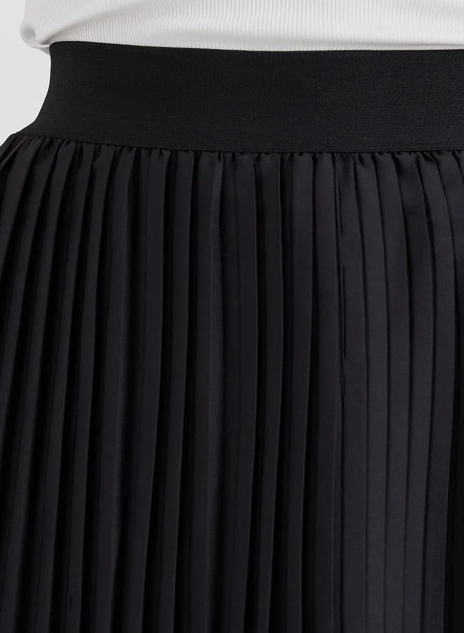 Take Two Take Two Solid Pleated Midi Skirt