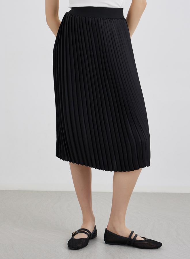 Take Two Styli Solid Pleated Midi Skirt - Image 2