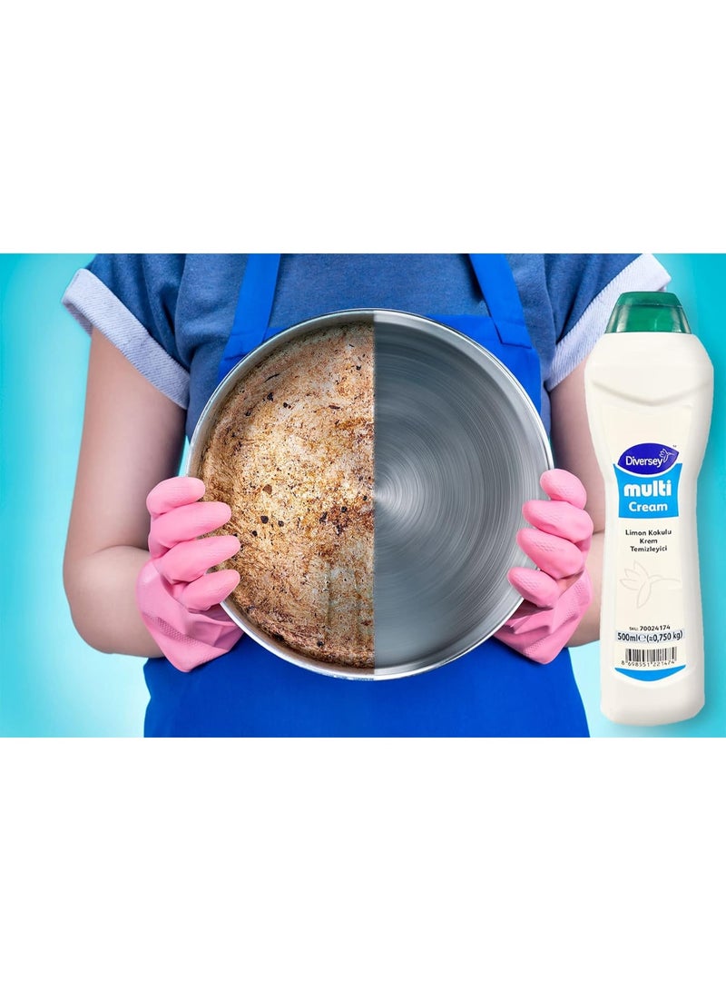 دايفرسي كريم دايفرسي متعدد الاستخدامات - مزيل بقع غير كاشط للحمامات، والأحواض، وأحواض الاستحمام، والبلاط، وأسطح الفولاذ المقاوم للصدأ | برائحة الليمون | ٥٠٠ مل - Image 3