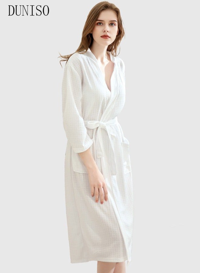 DUNISO Women's Robe Lightweight Soft Kimono Robes Loungewear with Long Sleeve Side Pockets Sleepwear Spa Robe Nightwear Nightgown Women Water Bathrobe Bridesmaid Robes Dressing Gown Autumn Robe - Image 4