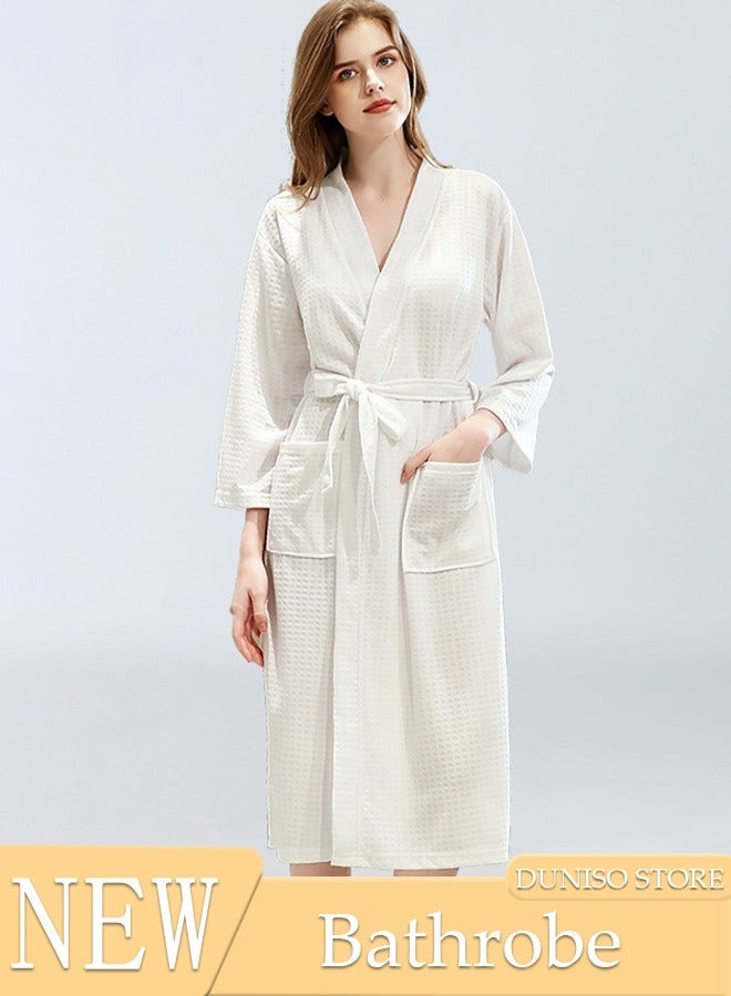 DUNISO Women's Robe Lightweight Soft Kimono Robes Loungewear with Long Sleeve Side Pockets Sleepwear Spa Robe Nightwear Nightgown Women Water Bathrobe Bridesmaid Robes Dressing Gown Autumn Robe - Image 1