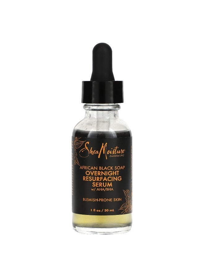 SheaMoisture SheaMoisture, African Black Soap, Overnight Resurfacing Serum With AHA/BHA, 1 fl oz (30 ml) - Image 1