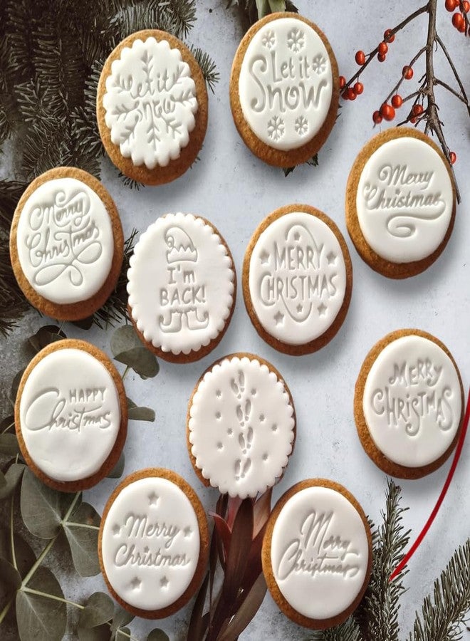 1066 Factory Christmas Elf I'm Back and Merry Christmas (Set of 2) Embosser Stamp for Icing Fondant Frosting Sugar Paste Cupcake Cake Cookie Baking Decoration - Image 3