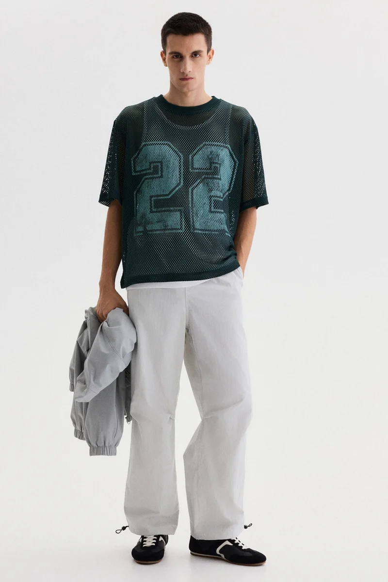 H&M Oversized Fit Printed mesh t-shirt