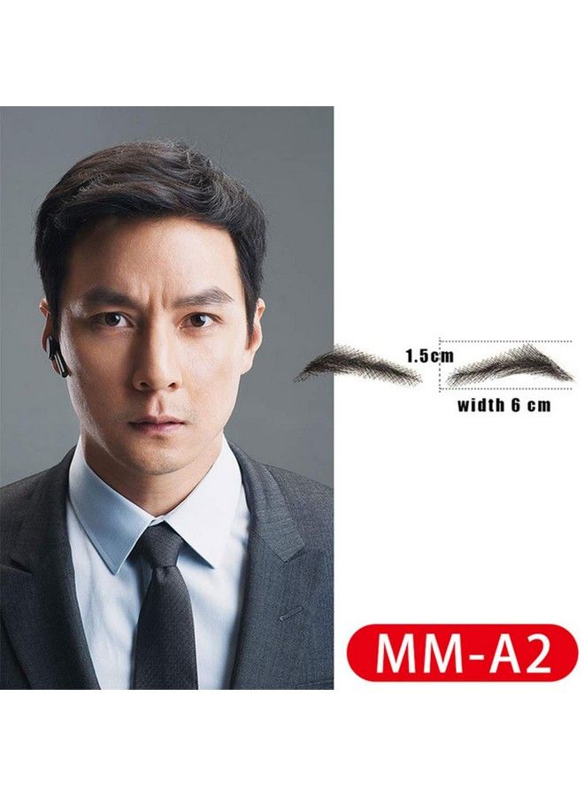 CliCling 100% Human Hair False Brows For Men And Women Reusable Lace Base Fake Eyebrows Black Color (Mma2) - Image 3