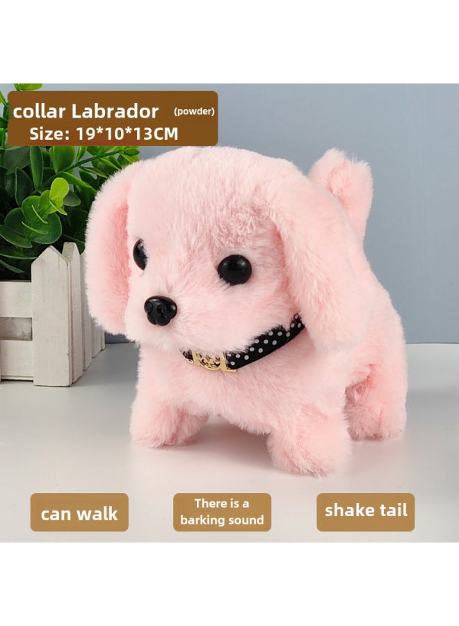 Children's Plush Electric Dog Toy 1-3 Stall Small Dog Stall Electronic Pet Simulation Machine-Color:Labrador Dog Collar Powder  - Image 1