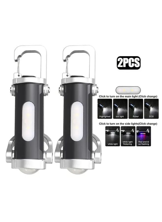 2 Pack Portable USB Flashlight Hands Free 7 Modes Type C Charging For Camping - Image 1