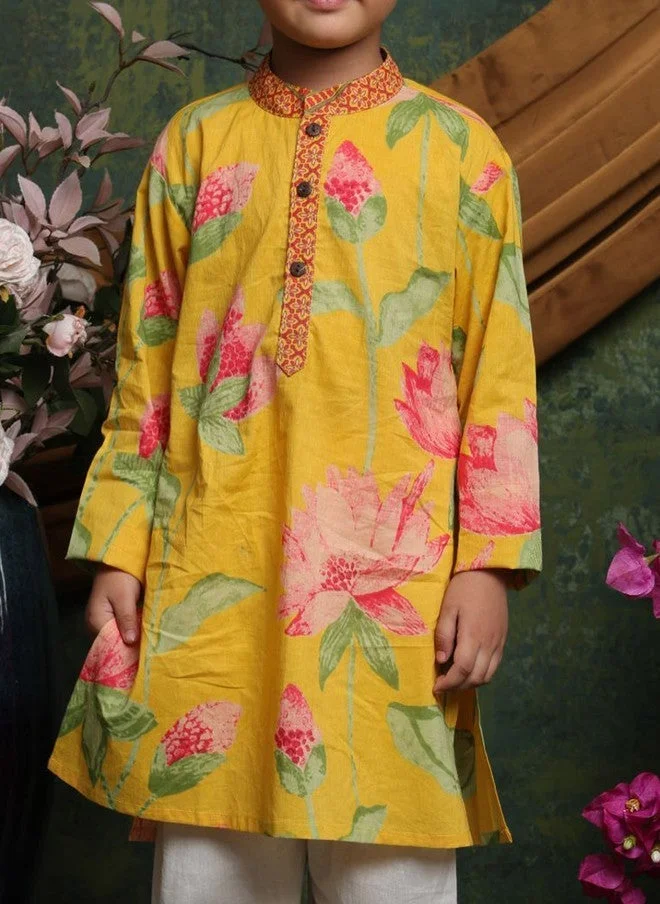 Saka Designs Floral Printed Pure Cotton Kurta for Boys