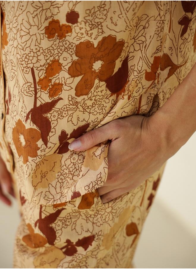 sanskrutihomes - Floral Printed Short Sleeve Shirt and Pyjama Set by Styli - Image 1