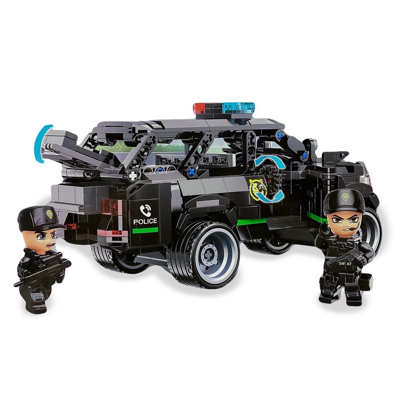 QMAN Police Explorer Building Set | 686-Piece SWAT Patrol SUV with 2 Minifigures | MineCity Tactical Police Vehicle Construction Toy - Image 1
