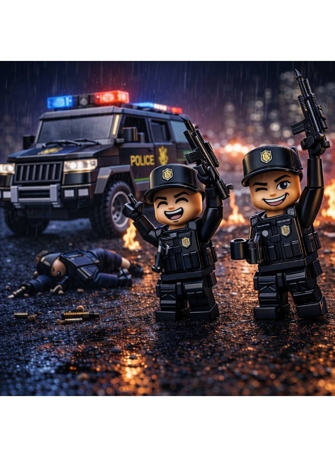 Qman Police Explorer Building Set | 686-Piece SWAT Patrol SUV with 2 Minifigures | MineCity Tactical Police Vehicle Construction Toy - Image 4