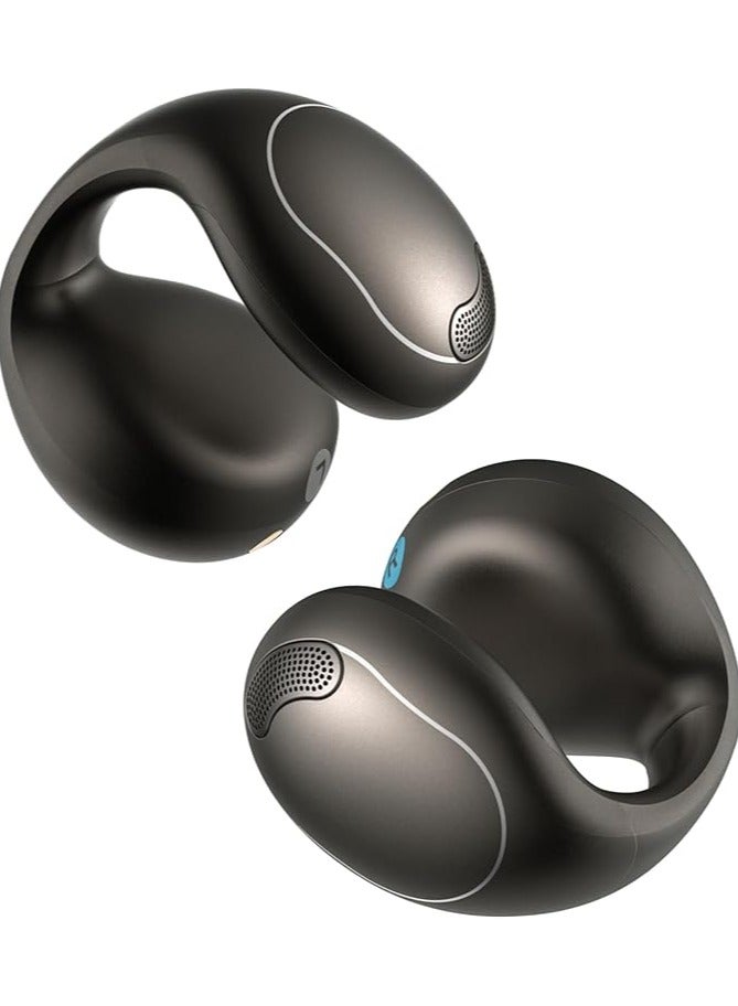 C40i by Anker, Open-Ear Earbuds, Clip-On Headphones, Flexible Joint Design, Button Controls, Lightweight Comfort, Stable Fit with Attachable Ear Grips, Expansive Drivers for Clear Sound Dark Gray