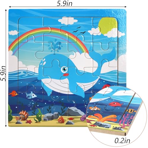 DEAYOU 24 Pack Puzzles for Kids Ages 35 16 Pieces Wooden Animals Jigsaw Puzzles Preschool Educational Learning Puzzles Toy for Boys and Girls Children Party Favors - Image 5