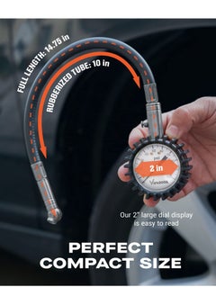 SYOSI Tire Gauge - (0-100 PSI) Heavy Duty Tire Pressure Gauge. Certified ANSI Accurate with LLarge Easy to Read Glow Dial, Low to High Air Pressure Tire Gauge for RV, Bicycles, Cars, Trucks  - Image 3
