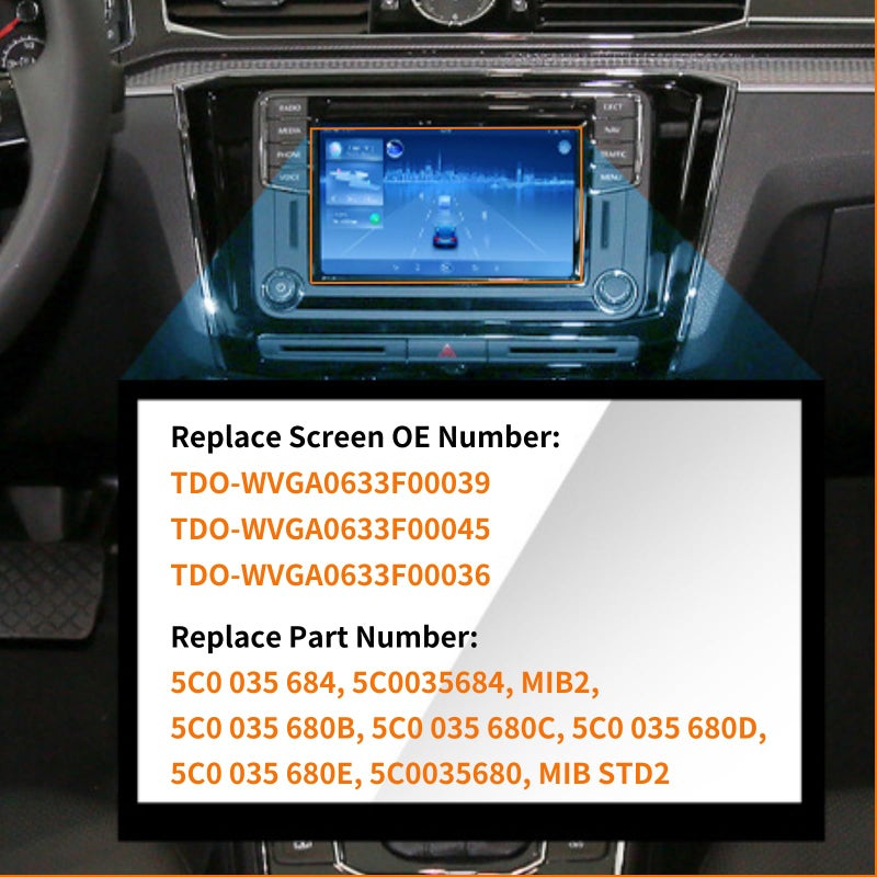 Kixfwpy 6.5" Touch Screen Replacement for 2016 2017 2018 2019 Volkswagen VW Jetta Passat Tiguan Polo Magotan MIB STD2 MIB2 Radio Screen Digitizer Replace# TDO-WVGA0633F00039, TDO-WVGA0633F00045 - Image 3