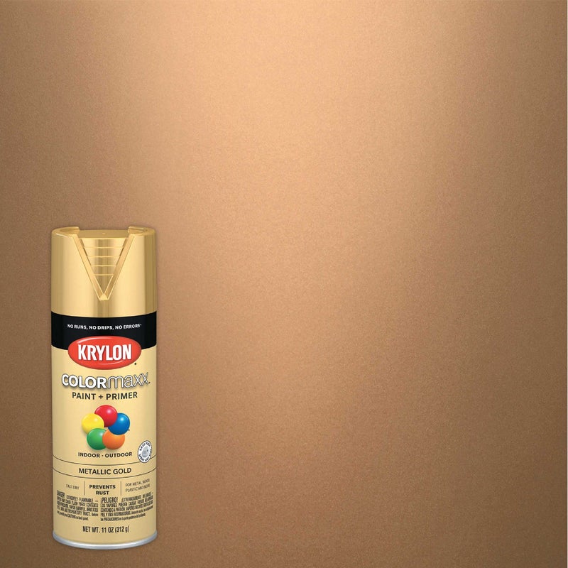 KRYLON بخاخ طلاء وكPrimer Krylon K05588007 COLORmaxx للاستخدام الداخلي/الخارجي، ذهبي معدني، 11 أونصة (عبوة من 1) - Image 2