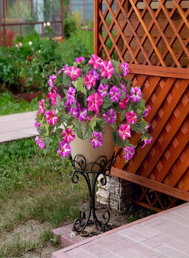 Ammyoo Artificial Fake Flowers Plants for Outdoor Decoration, 2PCS Faux Petunias Silk Flower UV Resistant No Fade Floral for Home Outside Garden Balcony Yard Porch Realistic Indoor Decor (Red Lotus) - Image 4