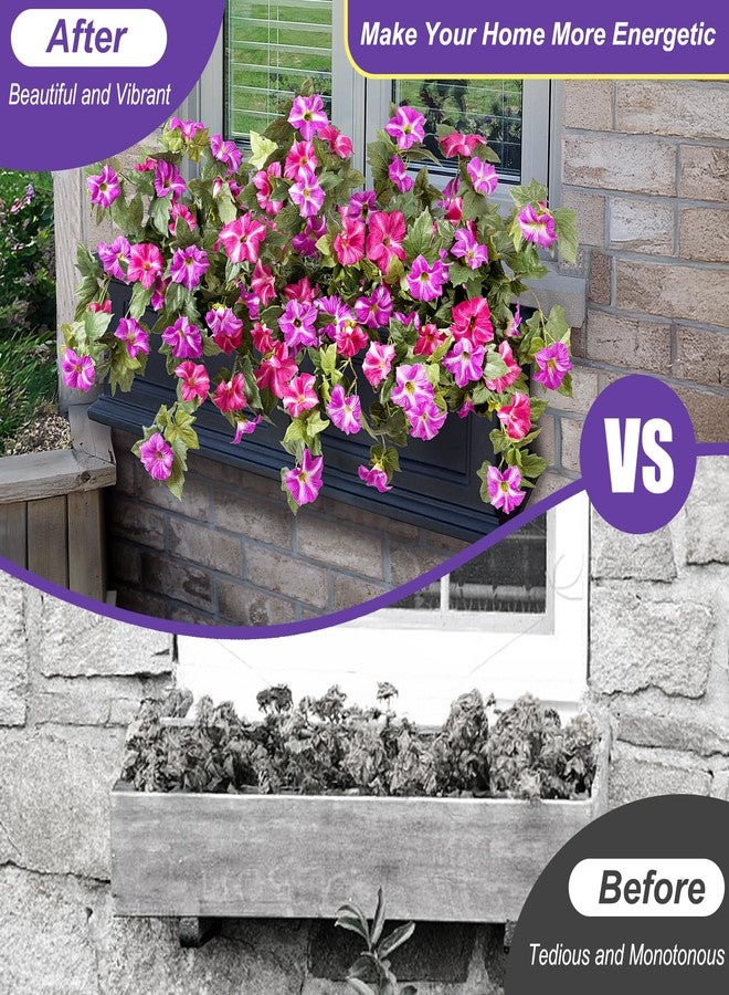 Ammyoo Artificial Fake Flowers Plants for Outdoor Decoration, 2PCS Faux Petunias Silk Flower UV Resistant No Fade Floral for Home Outside Garden Balcony Yard Porch Realistic Indoor Decor (Red Lotus) - Image 3