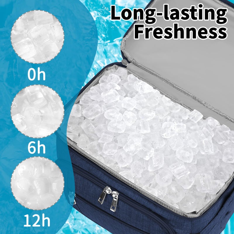 LTINVECK Cooler Backpack,Leakproof Double Deck Insulated Cooler Bag for Men Women RFID Lunch Backpack Blue - Image 3