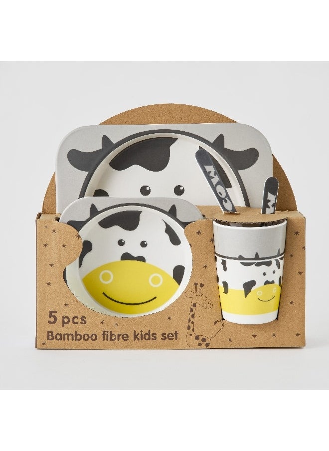 Home Box Cow 5-Piece Bamboo Dinner Set 21.3 x 21.3 cm  - Image 4