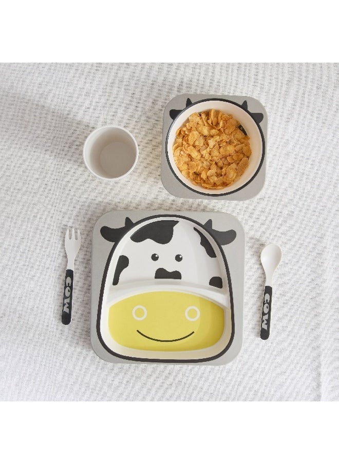 Home Box Cow 5-Piece Bamboo Dinner Set 21.3 x 21.3 cm  - Image 2