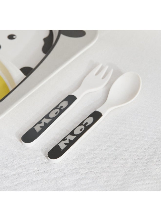 Home Box Cow 5-Piece Bamboo Dinner Set 21.3 x 21.3 cm  - Image 5