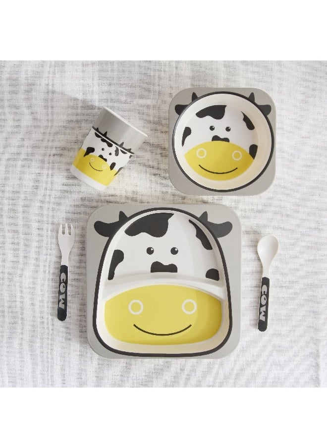 Home Box Cow 5-Piece Bamboo Dinner Set 21.3 x 21.3 cm  - Image 3