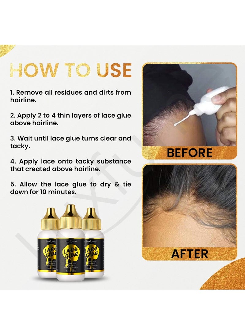 Luxfume Lace Wig Glue, Strong Hold Lace Adhesive for Lace Wigs, Toupees, Frontals and Closures - Image 5