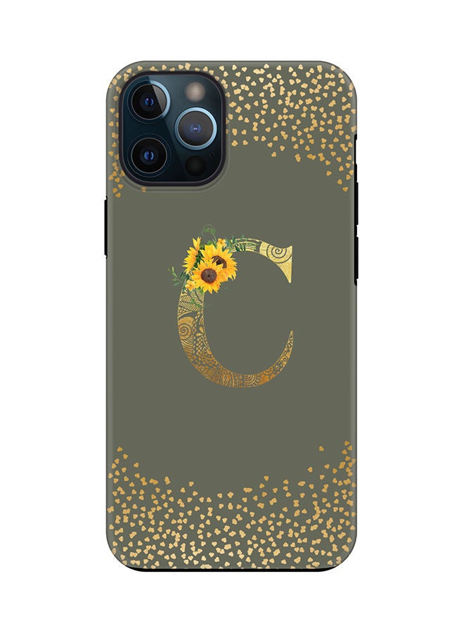 Stylizedd Monogram Tough Series for Apple iPhone 12 Pro Max Custom Initials Floral Mandala Pattern Tough Pro Dual Layer hybrid PC inner TPU protection Alphabet- C (Olive Green) - Image 1
