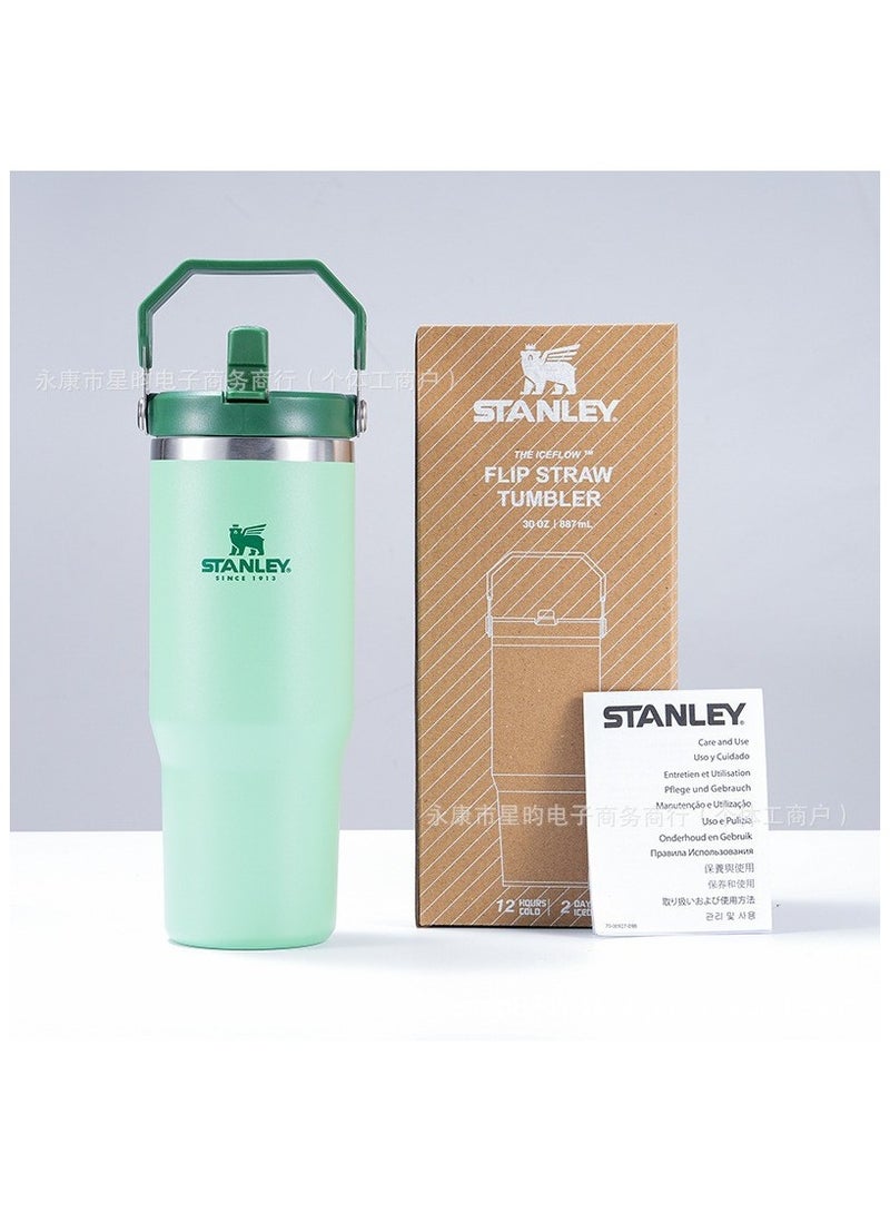 ستانلي كوب معزول بالتفريغ من الفولاذ المقاوم للصدأ بغطاء وقش للماء والشاي المثلج أو القهوة والعصائر وغيرها 30 أوقية