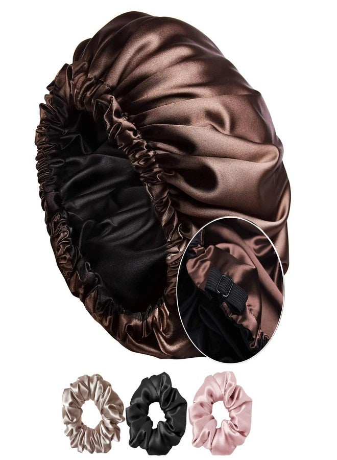Libea Satin Silk Hair Cap for Sleeping with 3 Satin Scrunchies, Adjustable Satin Bonnet |Satin head cap for sleeping| - Image 1